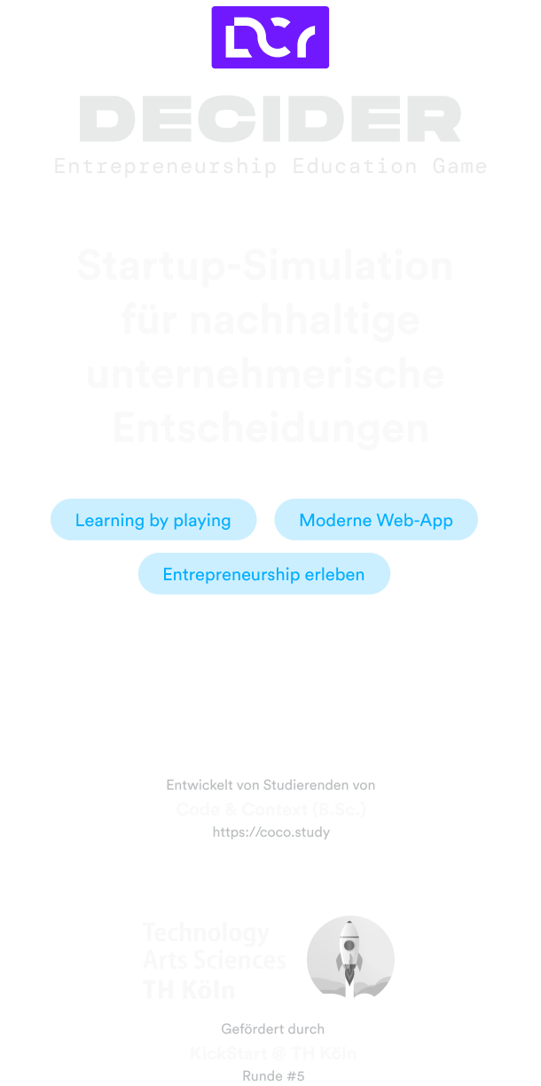 DECIDER: Startup-Simulation für nachhaltige Unternehmerische Entscheidungen. 